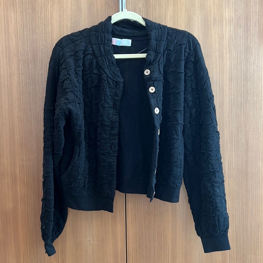 Black cropped sweater jacket